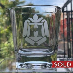 Custom etched liquor glass. New